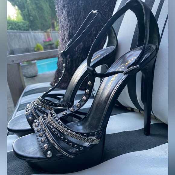 Saint Laurent Paris Platform Studded & Chained High Heel Stilettos US 10 (E40) - Picture 6 of 15